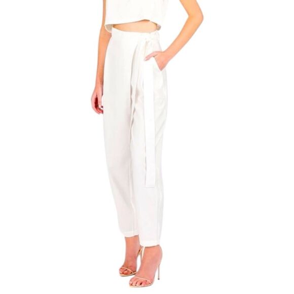 Nonchalant Label PIPER PANT White Draped Wide-Leg Pants Size MEDIUM - Picture 1 of 8
